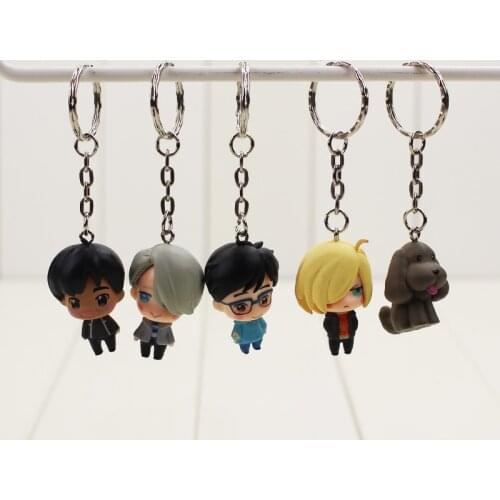 5pcs/lot Yuri on Ice Keychians Yuri Katsuki Yuri Plisetsky Kenjiro Minami Keyrings Figures for Children