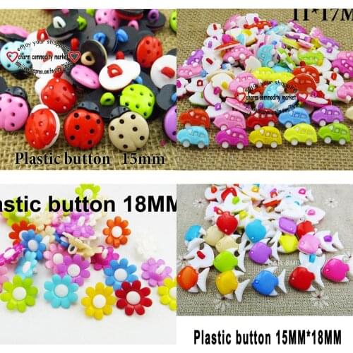 50PCS 15MM Dyed Plastic Ladybird Buttons Coat Boots Sewing Decoration Clothes Accessory Toy Butterfly Button Brand P-122