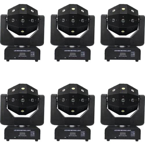 6pcs 16x3W LED moving Head lights 16 Tri-in-one Rotating Color Lamps Acoustically Controlled Bar Dinner Lamp Full color Laser