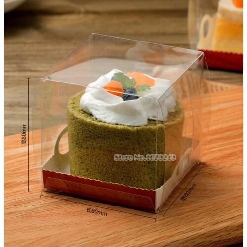 8*8*8cm PVC Cake box transparent Packing box Square Cut cake Mousse Bread and dessert boxes 100pcs/lot