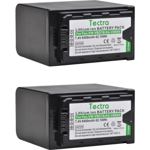 2PCS 8400mAh VW-VBD78 AG-VBR89 Batteries for Panasonic AJ-HPX260MC,HPX265MC,AG-FC10,PX298,HC-MDH2, VW-VBD29 VBD55 VBD58