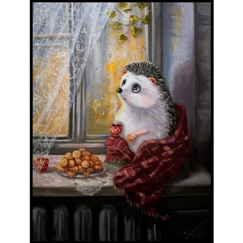 Cute hedgehog 5d diy diamond embroidery for sale, full square round diamond painting 5d diy mosaic handmade gift