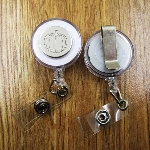 Pumpkin ID Badge Reel gift for him/her friend family retractable recoil id badge holder work fun