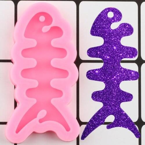 Shiny Fish Bones Silicone Molds Epoxy Resin Craft Keychain Jewelry Making Mould DIY Handmade Charms Mold Polymer Clay Pendant