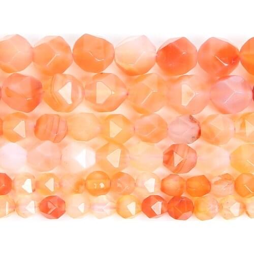 Big Faceted Natural Stone Beads Pink Agates Round Loose Beads For Jewelry Making DIY Bracelets Earrings Accessories 6/8/10MM