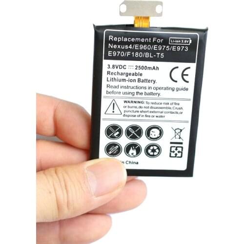 Ciszean 10pcs/lot 2500mAh BL-T5 Replacement Battery For LG Google Nexus4 Nexus 4 Optimus G E960 E970 E973 E975 F180 LS970
