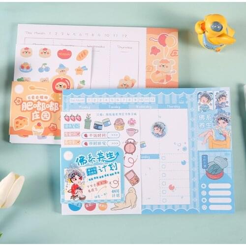Weekly Planner Scrapbook Notebook Note Memo Pad With Stickers Set Diary School Student Stationary Supplies Agenda Journal Gift