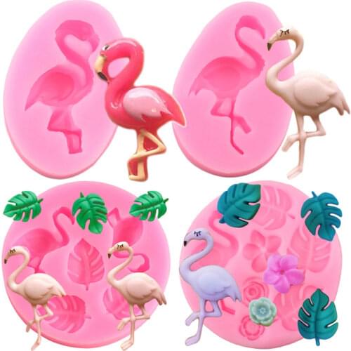 Flamingo Flower Cupcake Topper Silicone Mold Bird Animal Fondant Molds DIY Cake Decorating Tools Candy Chocolate Gumpaste Mould