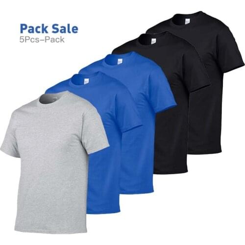 Gildan Men Tshirt 100% Cotton T-shirt Women Casual Breathable Short Sleeve O-Neck Couple T Shirt Tops Tees 5pcs or 1pcs /Lot