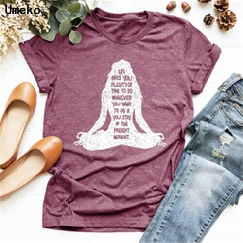 Umeko 2019 Casual Summer T-Shirt for Women O-Neck Casual White Tops Tshirt Women T Shirt English Alphabet Print T-Shirt Female