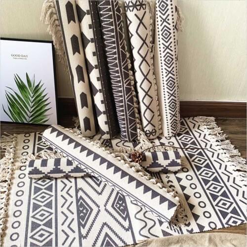 Cotton Tassel Home Weave Carpets Welcome Foot Pad Bedroom Study Room Floor Rugs Prayer Mattress