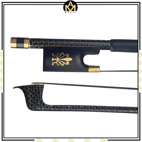Well Balanced 4/4 Violin Fiddle Bow Golden Silk Braided Carbon Fiber Round Stick Ebony Frog Violin Parts Accessories