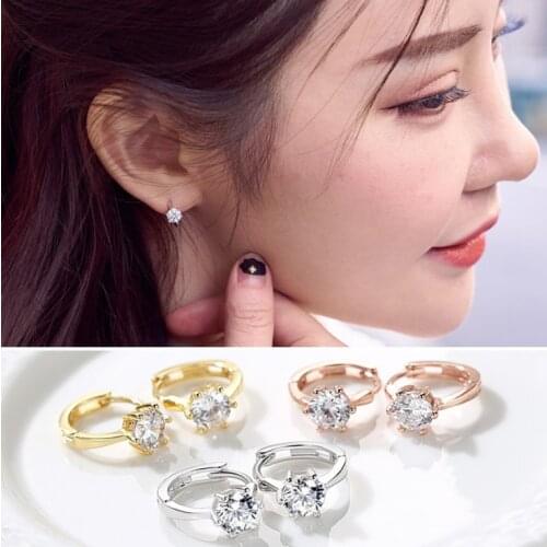 Classic Zircon Hoop Earrings For Women Girls Luxury Diamond Elegant Style Earrings Wedding Engagement Party Fashion Jewelry