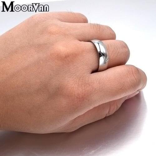 Moorvan Charm Engagement Ring for Men Stainless Steel Silver Color Finger Jewelry Man Gift US Size 6/7/8/9,Anillo para hombres