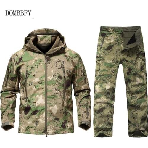 Shark Skin Soft Shell Military Tactical Jacket Sets Men Winter Waterproof Fleece Coat Hunt Clothes Windbreaker Camouflage Jacket