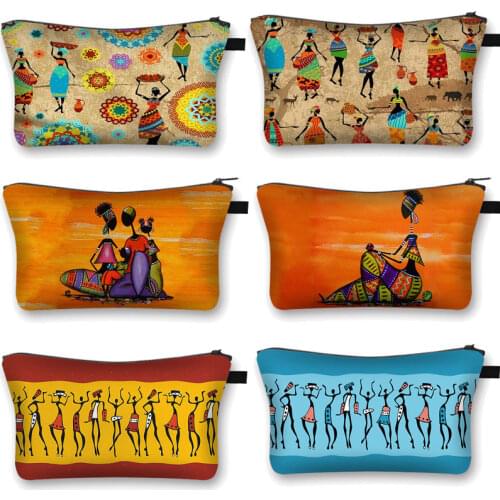 Cute Afro Girl Dancer Cosmetic Case Africa Women Fashion Makeup Bag Ladies Toiletry Bags Female Travel Organizer Make Up Bags