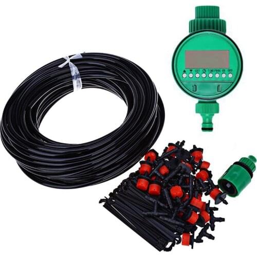 25M Diy Mini Drip Irrigation System Plant Self Automatic Watering Timer Garden Hose Kits With Adjustable Dripper