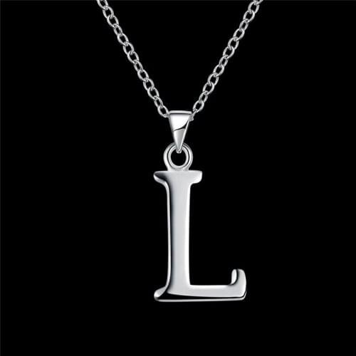 Fashion Jewelry 18 inches 925 Sterling Silver Link Chain Letter L Pendants Necklaces Fine Women Wedding Party Gift