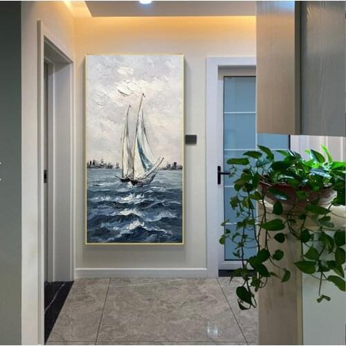 Mosaic Abstract Landscape Sailboat On The Sea Diamond Embroidery Full Square Round Diamond Painting Handicraft Home DecorZP-4666