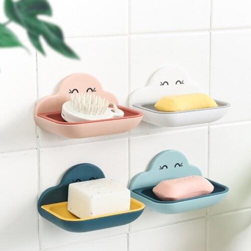 Cartoon Double Drain Soap Box Plastic Shower Soap Dish Nonslip Soap Box Multifunctional Soap Dish For Home Bathroom Accessories