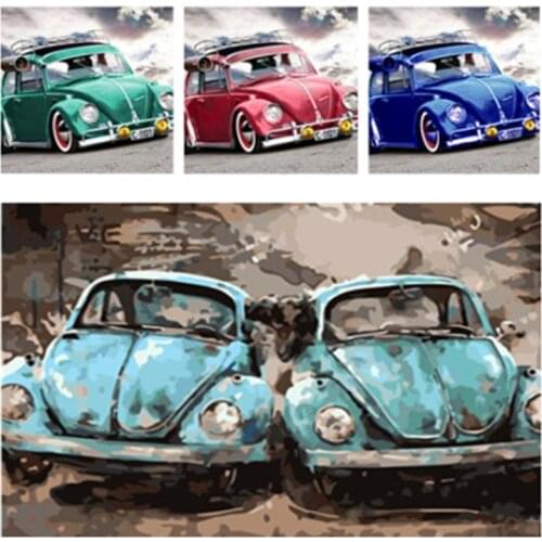 Painting By Numbers DIY Dropshipping 40x50 50x65cm Stylish cool beetle car Still life Canvas Wedding Decoration Art picture Gift