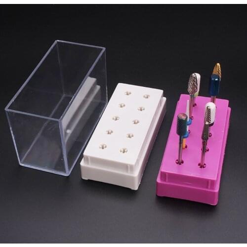 1PC Nail Drill Sets Storage Box 10 Slots Display Stand Manicure Tools Holder Dead Skin Remover Container Nail Art Accessories
