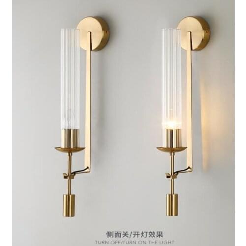 RH wrought iron glass retro Wall Lamps living room Bedroom bathroom mirror front wall light fixture aisle corridor wall sconces