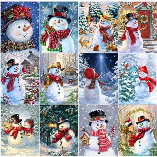 New DIY Snowman 5D Diamond Painting Full Round Diamond Embroidery Art Christmas Home Decoration