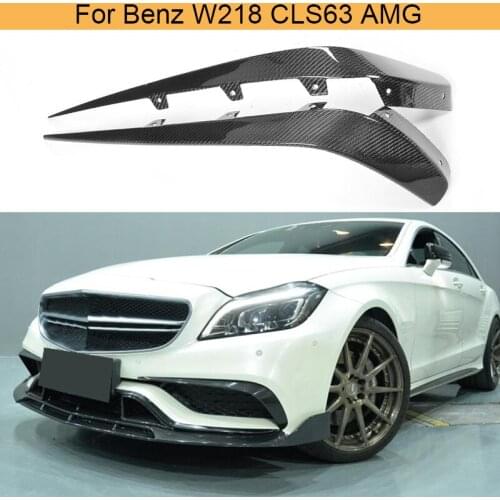 CLS Class Carbon Fiber front bumper wing canards for Mercedes Benz W218 CLS63 AMG S Sedan 4 Door Only 2015-2017 2PCS