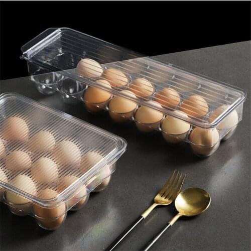 12/14/21/30 Grids Plastic Egg Storage Box with Lid Kitchen Refrigerator Food Containers Transparent Fresh Keeping Egg Tray