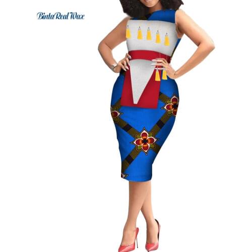 African Straight Print Dresses for Women Long Dress With Tassel Bazin Riche Traditional African Women Dresses Clothing WY4784