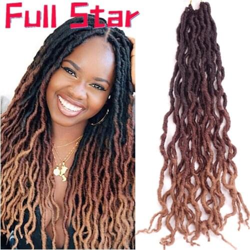 Full Star Ombre Gypsy Faux Locs Curly Crochet Braids Synthetic Braiding Hair Black Brown Crochet Hair Extensions 20" for Women