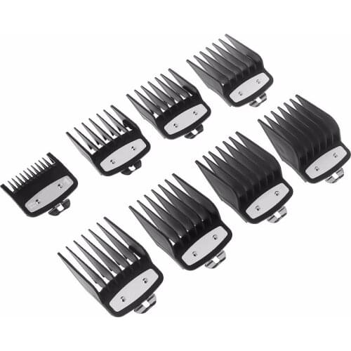 8pcs Professional Cutting Guide Comb Clipper Limit Attachment Barber Replacement Siz#3171 500 1/8'' to 1'Set Hair Styling Tool