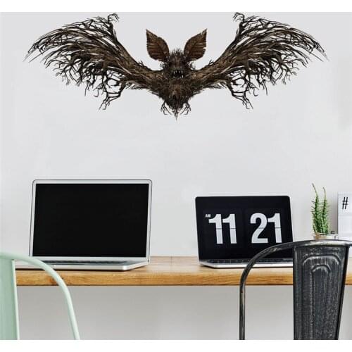 Happy Halloween Horror Animal Wall Sticker 3D Vivid Bat with Big Wing Wallpaper PVC Poster for Bedroom Living Room Home Decor
