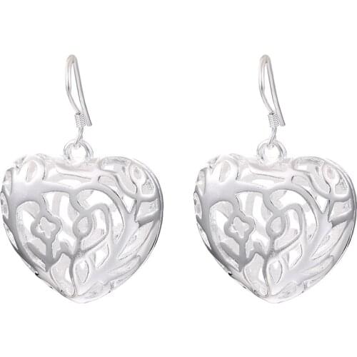 AGTEFFER 925 Sterling Silver Earrings For Women Heart Ball Charm Earring Wedding Engagement Jewelry