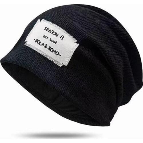 New Korean Fashion Bonnet Hat For Men And Women Autumn Knitted Solid Color Letter Patch Beanies Spring Casual Soft Turban Hats