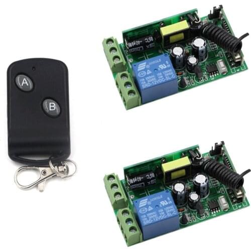 Wide Voltage AC85V 110V 220V 250V 1CH 10A Relay RF Wireless Remote Control Switch 2 Keys ON OFF Transmitters+2* Receiver