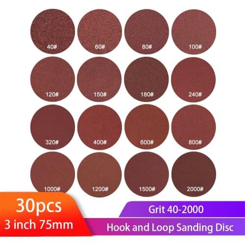 3inch 75mm Sanding Discs Round Shape Sandpaper 40-2000 Grit Hook Loop sand paper Abrasive Polishing Tool for Grinder Rotary Tool