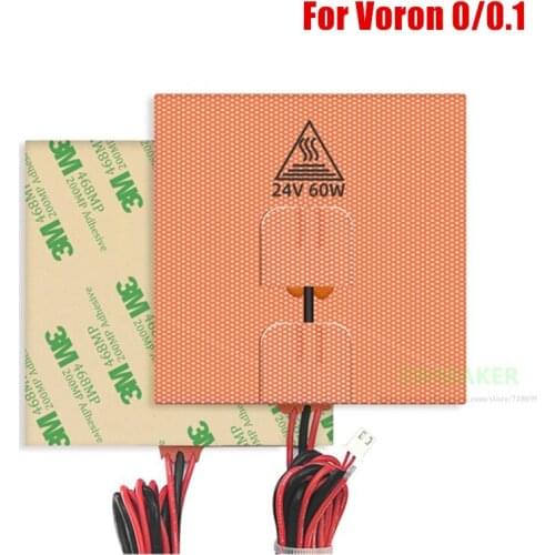 1pcs Voron 0/0.1 3D printer parts 100x100mm Silicone Heater Pad 24V 220V 110V 60W
