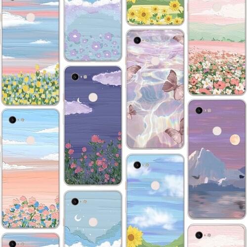 Ciciber Luxury Leaf Painting Case for Google Pixel 5 4 3 2 XL Soft Silicone Cover for Google Pixel 4a 3a XL Funda Coque Shell