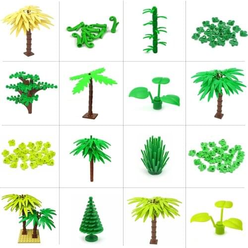 City MOC Building Blocks Plant Tree Grass Flower House Garden Accessories DIY Parts Creative Bricks 3471 30176 32607 toy for kid