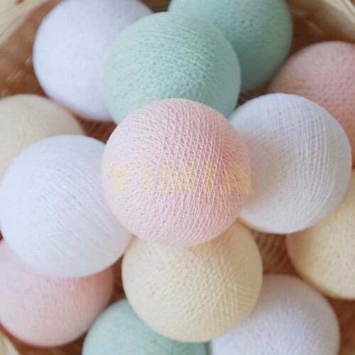 White Mint Cream Pastel Pink LED Cotton Ball Lights for Bedroom Wedding Kids room Nursery Patio Party LED Fairy String lights