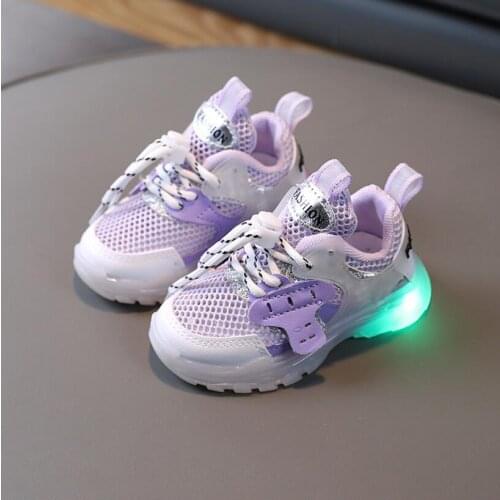 LED With Light Sport Sneaker Boys Girls Spring Children Casual Shoes Baby Toddler Running Shoes Soft Breathable Mesh Kids Shoes