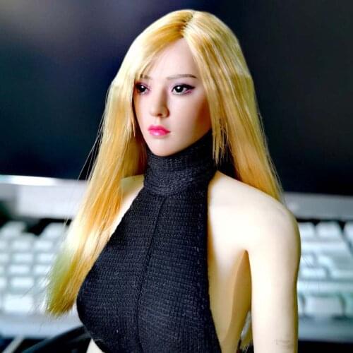 Tbleague 1/6 Valkyria Sister Head Sculpt Disir Blonde Straight Hair Female Soldier Head Played for 12in Wheat Action Figure Doll