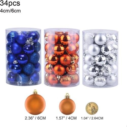 34pcs Christmas Ball Ornaments, Shatterproof Bauble Hanging Christmas Tree Balls for Holiday Party Xmas Tree Ornaments
