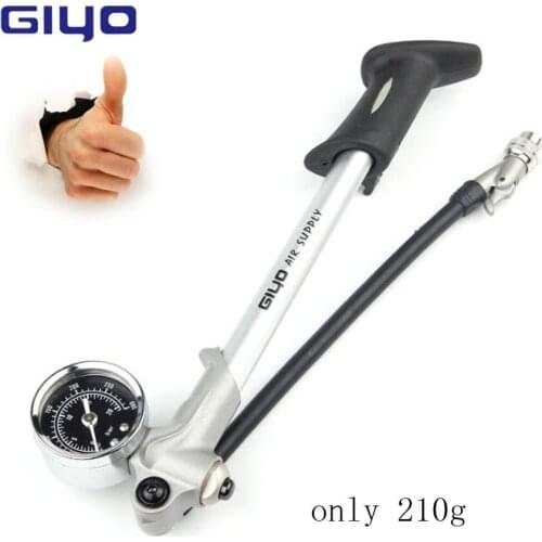 GIYO 300PSI Bike Inflator Schrader Shock Settings With psi / bar Bleed Gauge Collapsible Hose Air Bicycle Pump Bikes Fittings