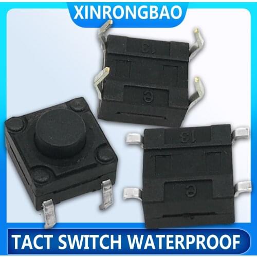 Waterproof Tact Switch TV Induction Cooker Button Copper Foot Dustproof Micro Switch Height: 4.3 5~13MM DIP 4P waterproof 6x6 BK