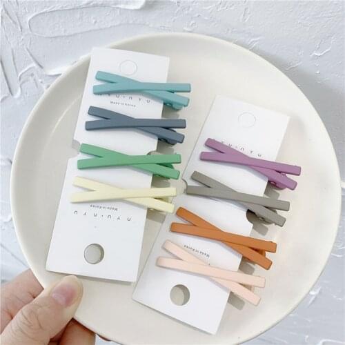 YVLAH 4Pc/Set Headdress Girl Metal Hairclip Color Cross Bangs Clip For Women