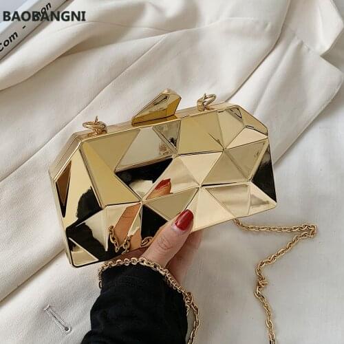 Womens Handbag Bags for Women Clutches Fashion Geometric Mini Party Evening Purse Crossbody Shoulder Bag Gold Box Clutch