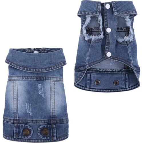 Dog Casual Denim Lapel Vest Fashion Cowboy Clothes Jacket Clothing Coat Costume Outfits for Pet Puppy New Drop Shipping